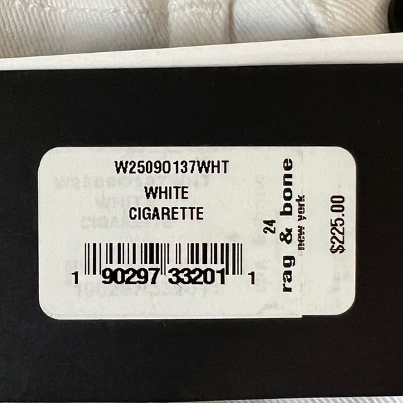 24 NWT Rag & Bone White High Rise Slim Fit Cigarette Jeans - Picture 10 of 13